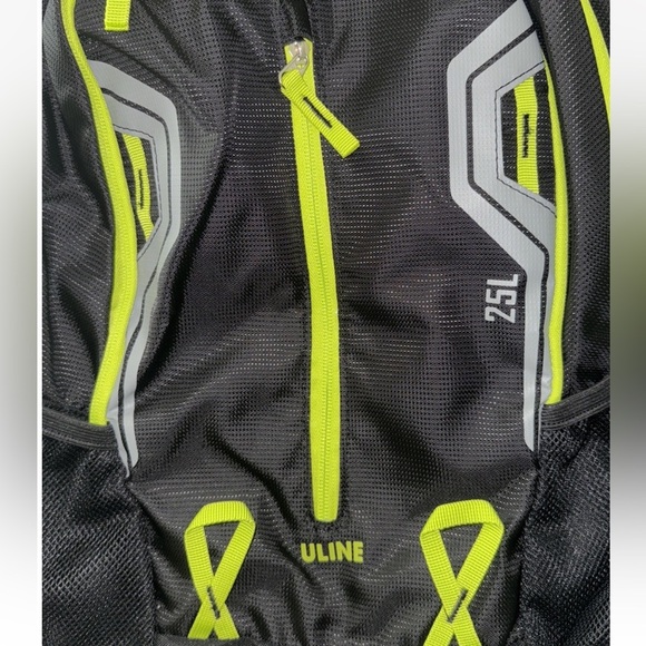 ULINE Daypack Backpack Black w/Neon Green 25L Capacity Camping Hiking School - Picture 4 of 4